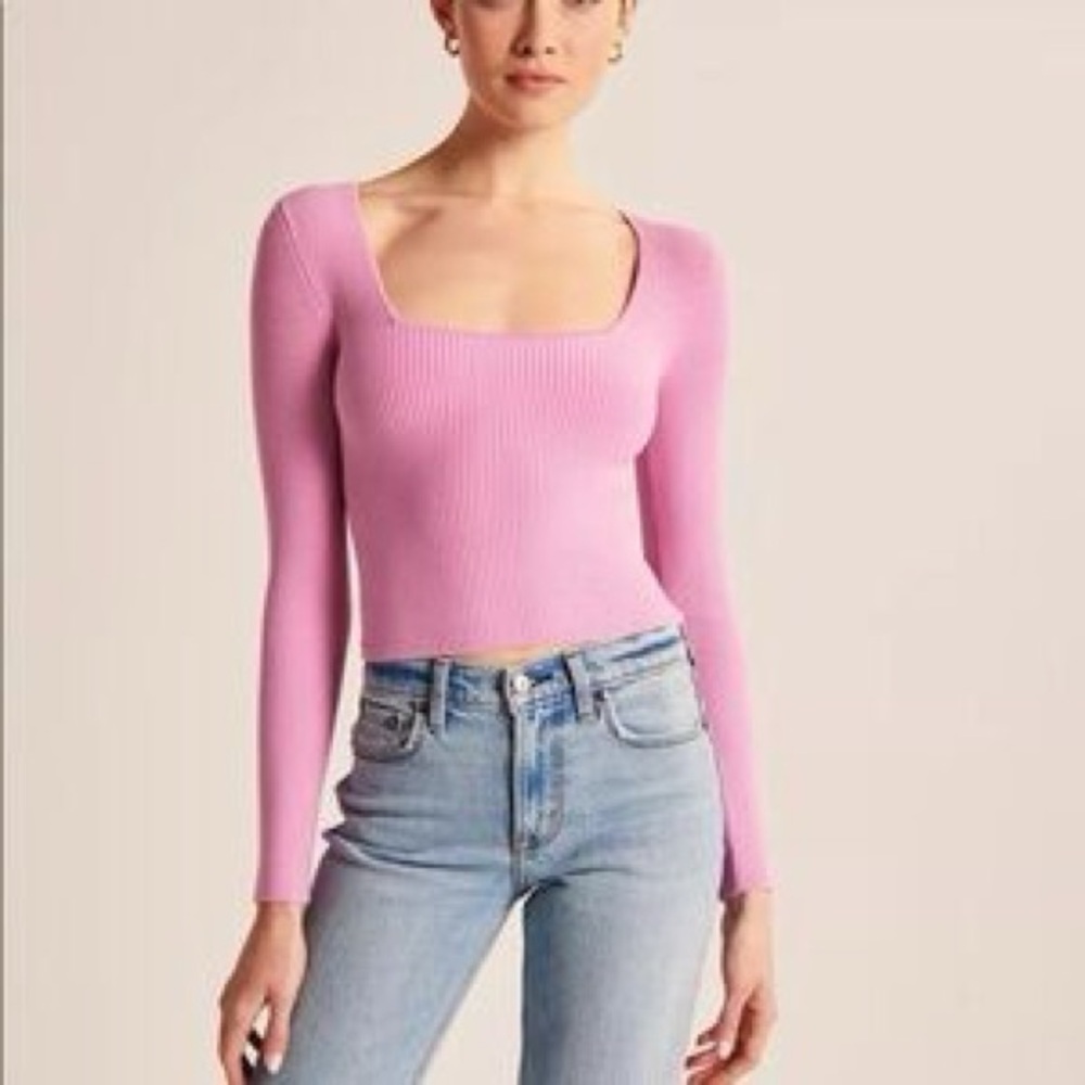 Pink Ribbed Long Sleeve Top